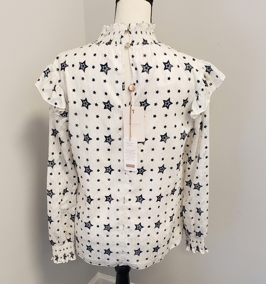 Ted Baker Star Ruffle High Neck Blouse NEW - Picture 3 of 7
